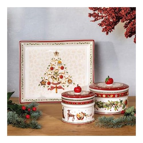  Villeroy & Boch Winter Bakery Delight Cake Platter, Porcelain, Multi-Colour, 27 x 22,5 x 5 cm, 27x22,5x5 cm, Red, 6 Count