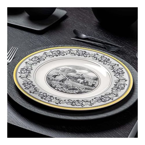  Villeroy & Boch Audun Ferme Dinner Plate, 10.5 in, White/Gray/Yellow