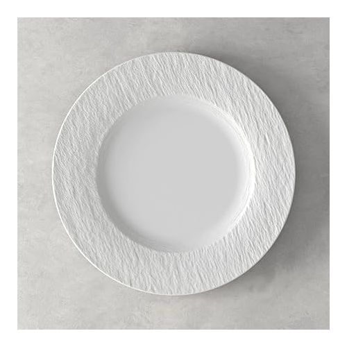  Villeroy & Boch Manufacture Rock Blanc 4-Piece Place Setting, Plates & Bowls, Premium Porcelain, Made in Germany, Matte White, Average