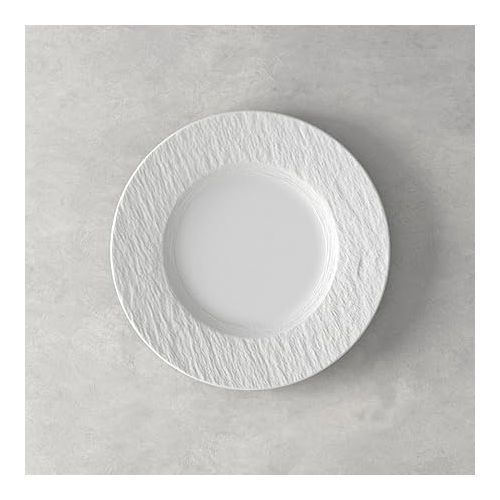  Villeroy & Boch Manufacture Rock Blanc 4-Piece Place Setting, Plates & Bowls, Premium Porcelain, Made in Germany, Matte White, Average