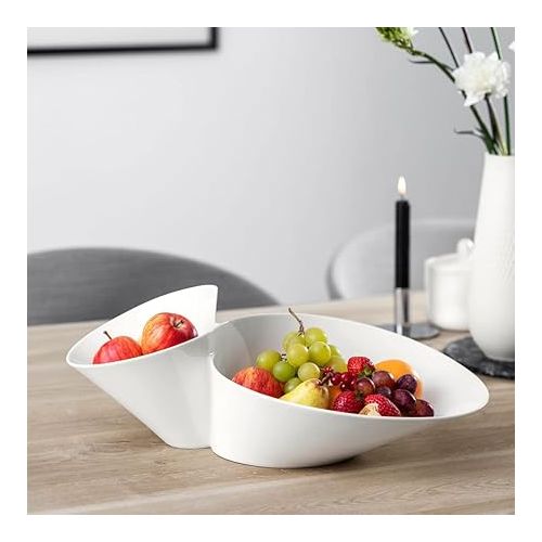  Villeroy & Boch Porcelain New Wave Chip and Dip, 19.25 inches, White