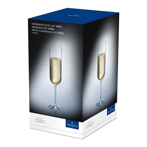  Villeroy & Boch New Moon Set, 4 Pieces, Elegant, Modern Sloping Champagne, Crystal Glass, Transparent, Dishwasher Safe,170 Milliliters