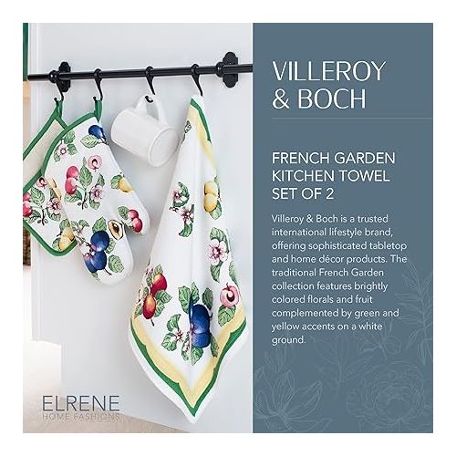  Elrene Home Fashions Villeroy & Boch French Garden Kitchen Towels, Dish Towels, 18 Inches by 28 Inches, Set of 2