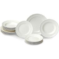Villeroy & Boch Manoir 18-Piece Dinnerware Set, Plates & Bowls, Premium Porcelain, Made in Germany, White, Large