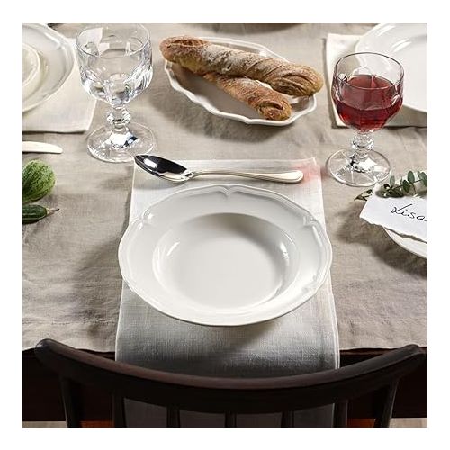  Villeroy & Boch Manoir 18-Piece Dinnerware Set, Plates & Bowls, Premium Porcelain, Made in Germany, White, Large