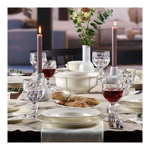  Villeroy & Boch Manoir 18-Piece Dinnerware Set, Plates & Bowls, Premium Porcelain, Made in Germany, White, Large