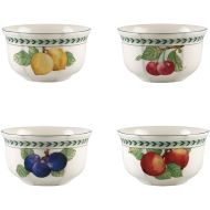 Villeroy & Boch French Garden Modern Fruits 4in Bowl : Assorted Set of 4, 20 oz, Premium Porcelain, White/Colored