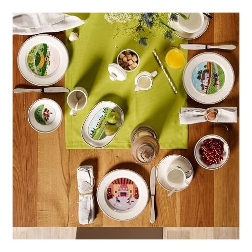  Villeroy & Boch Design Naif Rim Soup #5-Plowing, 9 in, White/Colorful