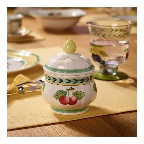  Villeroy & Boch French Garden Fleurence Covered Sugar, 6.75 oz, White/Multicolored