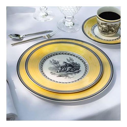  Villeroy & Boch Audun Chasse Salad Plate, 8.5 in, White/Gray/Yellow