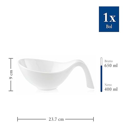  Villeroy & Boch Flow Salad Bowl with Handle, 20.25 oz, White