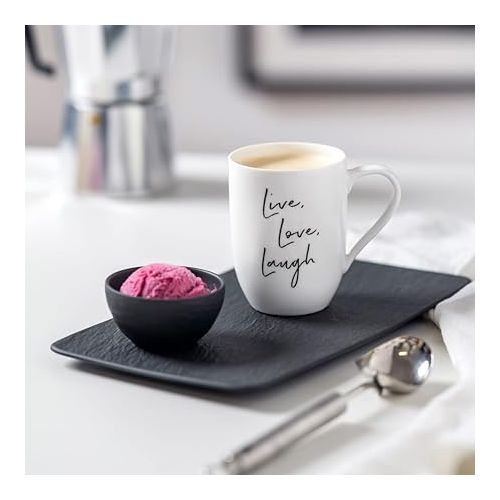  Villeroy & Boch 10-4239-2281 Manufacture Rock Rectangular Serving, Beautifully Shaped Presentation, Premium Porcelain, Dishwasher Safe, Black, 35X18X1,5CM