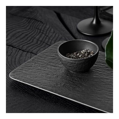  Villeroy & Boch 10-4239-2281 Manufacture Rock Rectangular Serving, Beautifully Shaped Presentation, Premium Porcelain, Dishwasher Safe, Black, 35X18X1,5CM