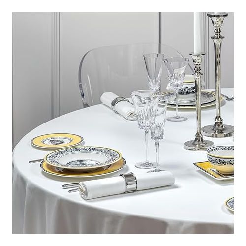  Villeroy & Boch Audun Ferme Rim Soup, 9.5 in, White/Gray/Yellow