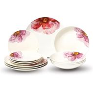 Villeroy & Boch Rose Garden 12-Piece Dinnerware Set, White