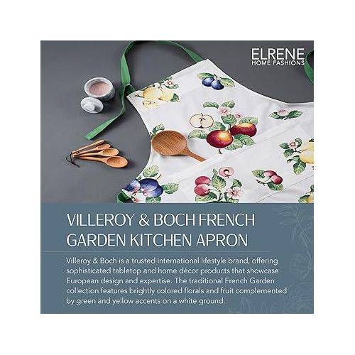  Elrene Home Fashions Villeroy & Boch French Garden Kitchen Apron, Chef Apron for Home Use Multi