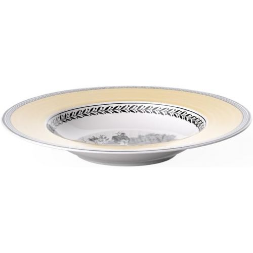  Villeroy & Boch Audun Chasse Rim Soup, 9.5 in, White/Gray/Yellow