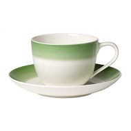 Villeroy & Boch Colourful Life Green Apple Tasse Kaffee mit Teller, Premium Porzellan, Gruen