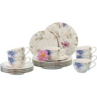 Villeroy & Boch - Mariefleur Gris Basic Kaffeeservice + Mariefleur Tafelset, Geschirr mit Blumenmuster, 18 tlg., Premium Porzellan, weiss/blau/grau