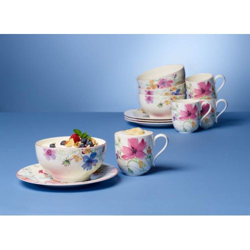  Villeroy & Boch Mariefleur Basic Fruehstuecks-Set fuer 4 Personen, 12-teilig, Premium Porzellan, Weiss/Bunt.