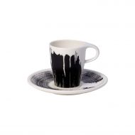 [아마존베스트]Villeroy & Boch 1042489121 Coffee Passion Awake Doppio Espresso Cup & Saucer Set, 6 oz, Black/White