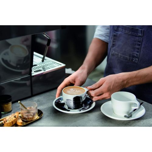  [아마존베스트]Villeroy & Boch 1042489121 Coffee Passion Awake Doppio Espresso Cup & Saucer Set, 6 oz, Black/White