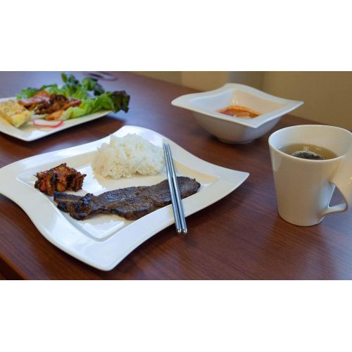  [아마존베스트]Villeroy & Boch 4003683463816 New Wave 4-Piece Place Setting Dinner, Salad Plate, Bowl, and Mug  Premium Porcelain, Set of 4 (Variable), Dinnerware