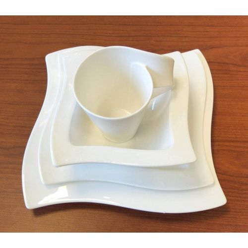  [아마존베스트]Villeroy & Boch 4003683463816 New Wave 4-Piece Place Setting Dinner, Salad Plate, Bowl, and Mug  Premium Porcelain, Set of 4 (Variable), Dinnerware