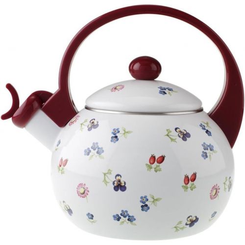  Villeroy & Boch Petite Fleur Kitchen Teekessel, Kessel mit floralem Blumendruck im Landhausstil, emaillierter Stahl, Handwasche