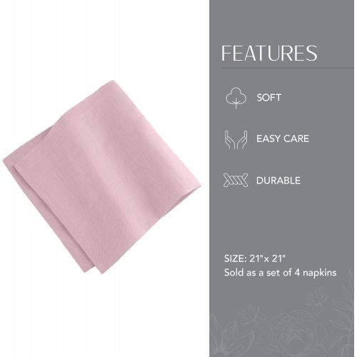  Villeroy & Boch Villeroy and Boch La Classica Luxury Linen Fabric Napkin (Set of 4), 21x21, Lilac