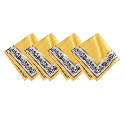  Villeroy & Boch Villeroy and Boch Audun Cotton Fabric Napkin (Set of 4), 21X21, Black and Yellow