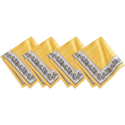  Villeroy & Boch Villeroy and Boch Audun Cotton Fabric Napkin (Set of 4), 21X21, Black and Yellow