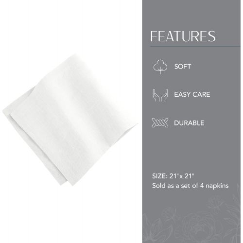  Villeroy & Boch Villeroy and Boch La Classica Luxury Linen Fabric Napkin (Set of 4), 21x21, White