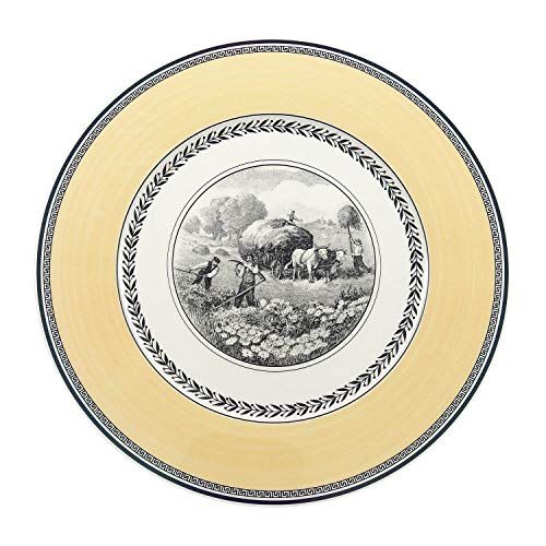  Villeroy & Boch 1010672600 Audun Ferme Buffet Plate, 12 in, White/Gray/Yellow