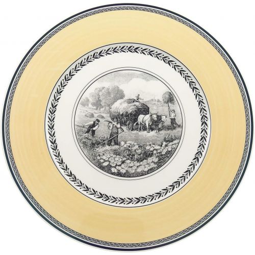  Villeroy & Boch 1010672600 Audun Ferme Buffet Plate, 12 in, White/Gray/Yellow