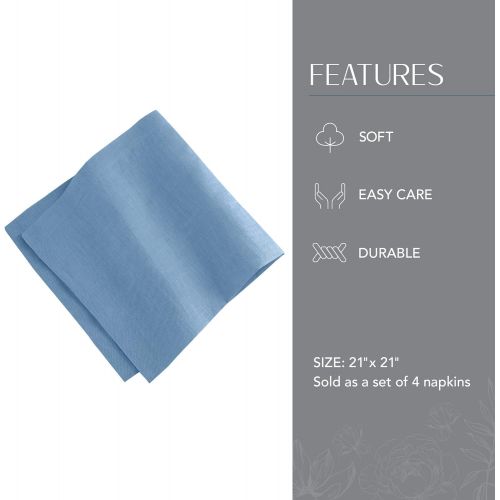  Villeroy & Boch Villeroy and Boch La Classica Luxury Linen Fabric Napkin (Set of 4), 21x21, Denim