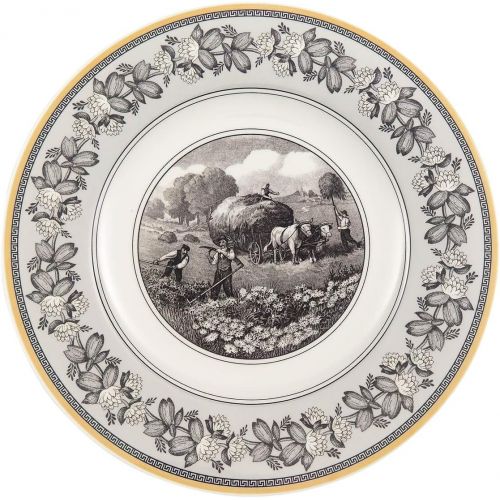  Villeroy & Boch 10-1067-2610 Audun Ferme Dinner Plate, 10.5 in, White/Gray/Yellow