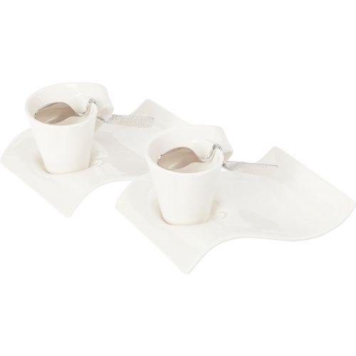  Villeroy & Boch 1024847556 New Wave Espresso Cups, 8 inches, White