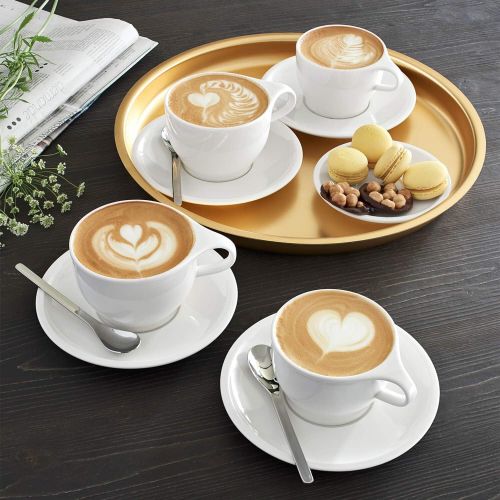  Coffee Passion Cafe Au Lait Cup & Saucer Set by Villeroy & Boch - Premium Porcelain - Made in Germany - Dishwasher and Microwave Safe - 12.75 Ounce Capacity