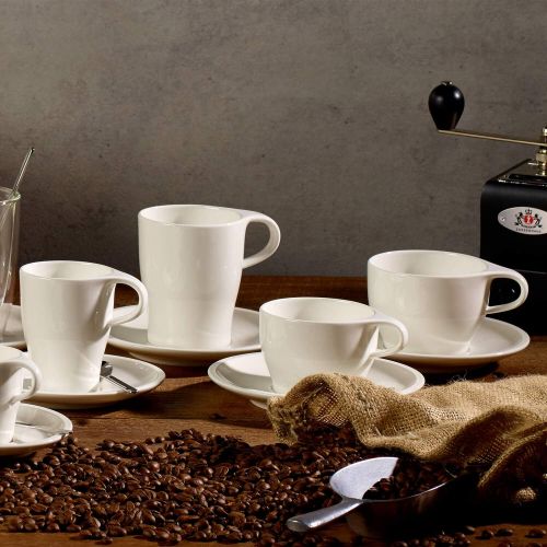  Coffee Passion Cafe Au Lait Cup & Saucer Set by Villeroy & Boch - Premium Porcelain - Made in Germany - Dishwasher and Microwave Safe - 12.75 Ounce Capacity