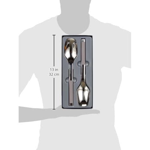  Villeroy & Boch S+ Taupe Salad Cutlery, 2 Pieces, Stainless Steel, Handle Coated with Grey Silicone