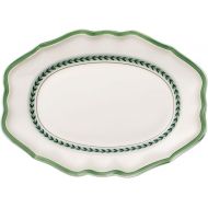 Villeroy & Boch French Garden Green Line Oval Platter, 14.5 in, Premium Porcelain, White/Green