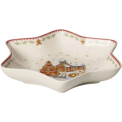  Villeroy & Boch Gingerbread Winter Bakery Delight Medium Star Bowl Village, Red/Multicoloured, 24.5 cm