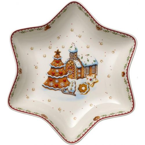  Villeroy & Boch Gingerbread Winter Bakery Delight Medium Star Bowl Village, Red/Multicoloured, 24.5 cm
