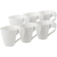 Villeroy & Boch Newwave 2L (10) (ML-2525, Elegant Coffee Cup Made of Porcelain, Curved ShapeSuitable for 6Persons, 6Cup, White, 32x 21.5x 9.5cm 6Units