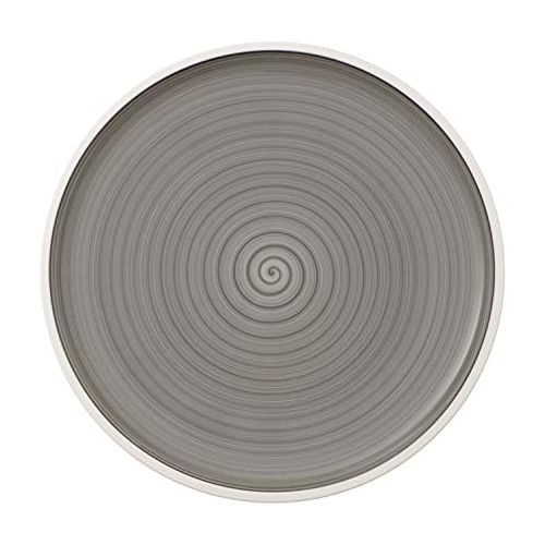  Villeroy & Boch Manufacture Gris Pizza Plate, Hand-Painted Crockery Porcelain, White and Grey, 32 cm