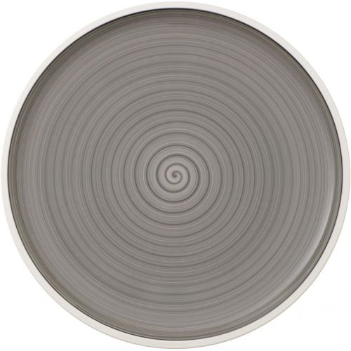  Villeroy & Boch Manufacture Gris Pizza Plate, Hand-Painted Crockery Porcelain, White and Grey, 32 cm