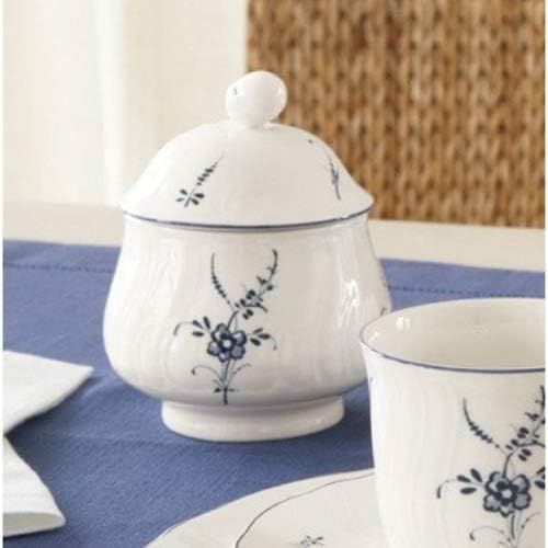  Villeroy & Boch Vieux Luxembourg Covered Sugar, 8 oz, White/Blue