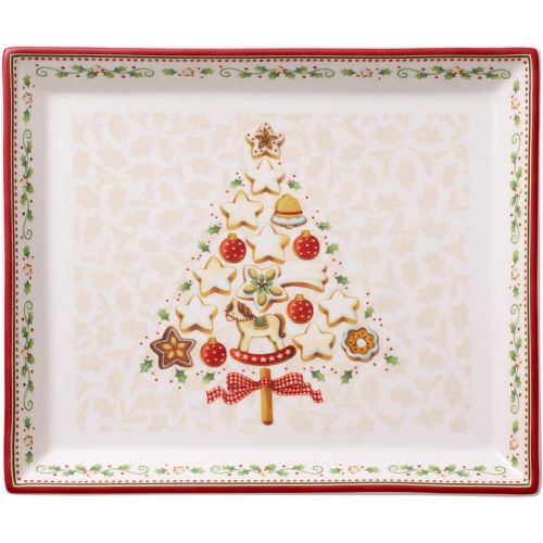  Villeroy & Boch Winter Bakery Delight Serving Dish Small Rectangular Pasta Dish, Porcelain, Red, 27 x 22.5 x 5 cm