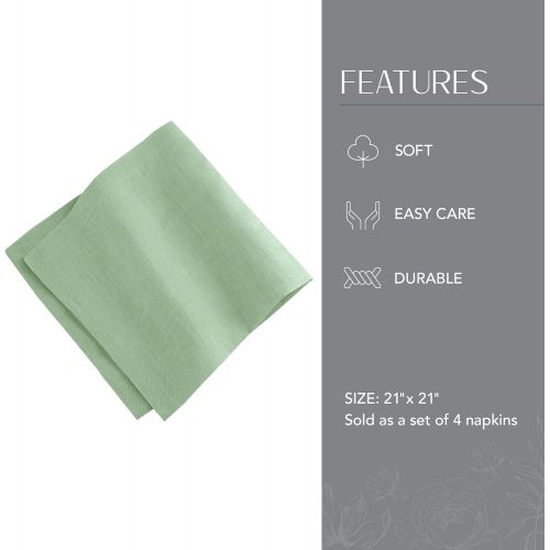  Villeroy & Boch Villeroy and Boch La Classica Luxury Linen Fabric Napkin (Set of 4), 21x21, Lime, 4 Count